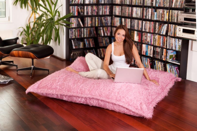 Sitzsack Flokati Flamingo-Pink