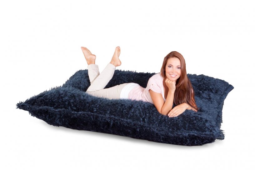 Sitzsack Flokati Schwarzblau