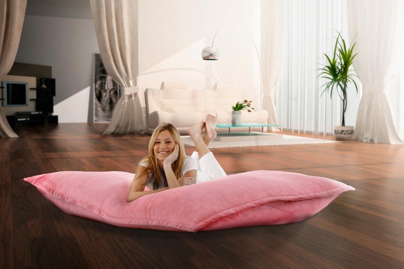 Sitzsack Samt Flamingo-Pink