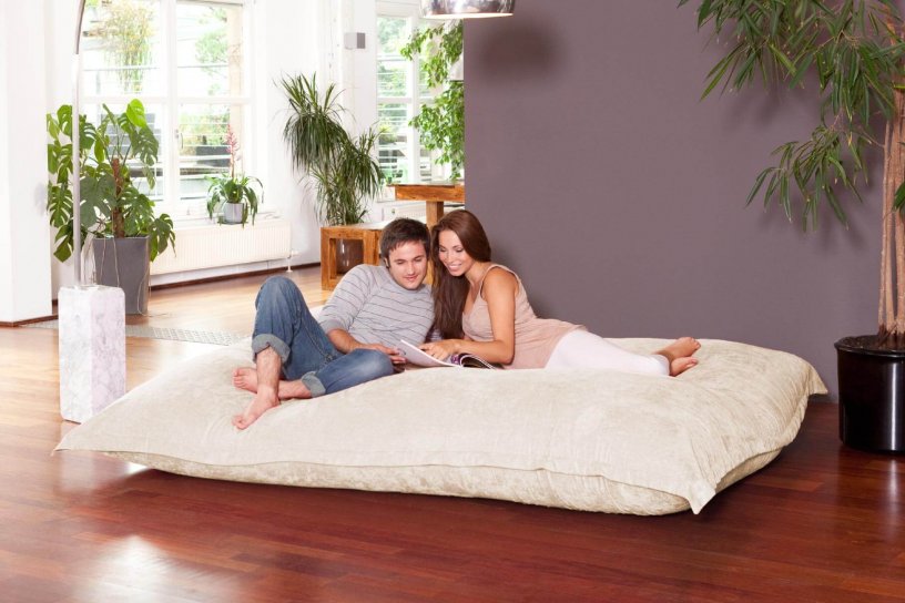 Sitzsack XXXXL Creme-Weiß